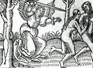 De verdrijving uit de Hof van Eden, illustratie uit Cranmer